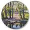 Designart - Mysterious House By The River In The Woods - Lake House Metal Circle Wall Art